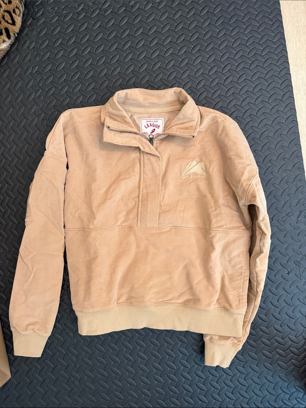 Santa Anita Race Track Corduroy Half-Zip Pullover in Beige